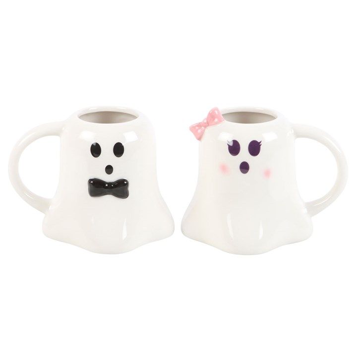 MR AND MRS BOO GHOST SHAPED MUG SET