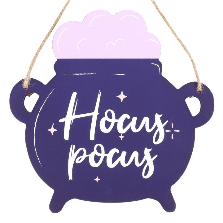 HOCUS POCUS CAULDRON SHAPED HANGING SIGN