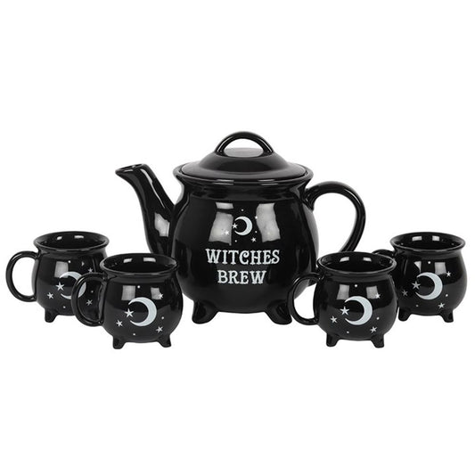 WITCHES BREW CERAMIC CAULDRON TEA SET