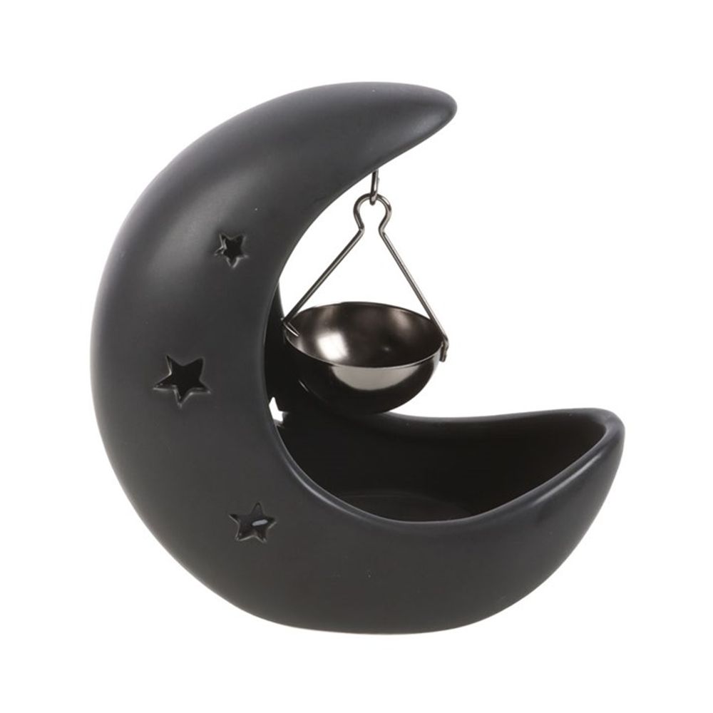 BLACK CRESCENT MOON HANGING OIL BURNER