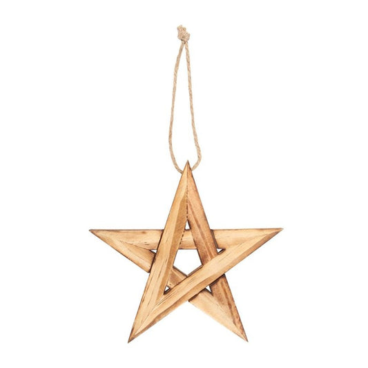 HANGING WOODEN PENTAGRAM DECORATION