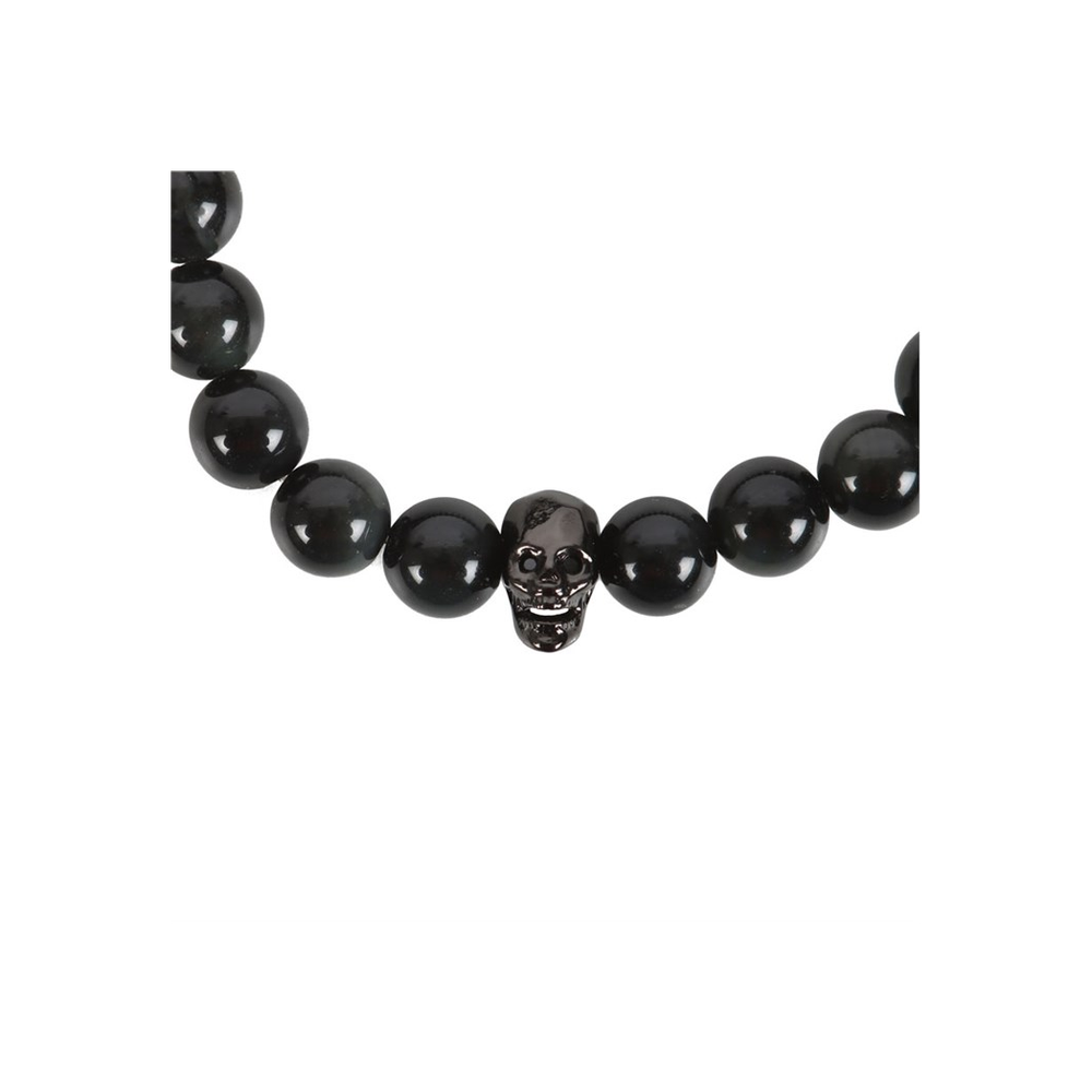 BLACK OBSIDIAN SKULL BRACELET