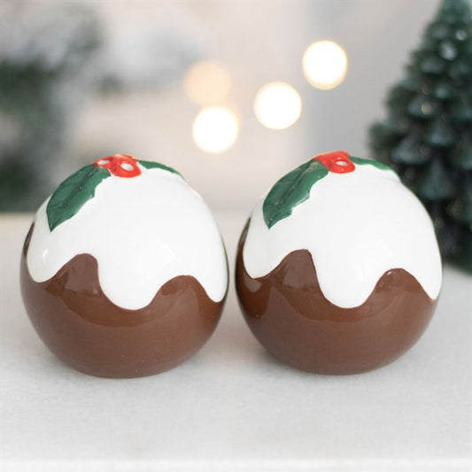 CHRISTMAS PUDDING SALT AND PEPPER SHAKERS