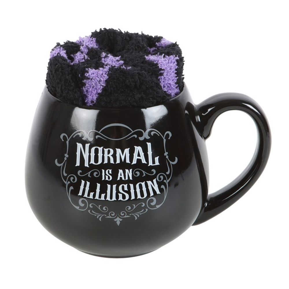 NORMAL IS AN ILLUSION GOTHIC MUG AND SOCKS SET