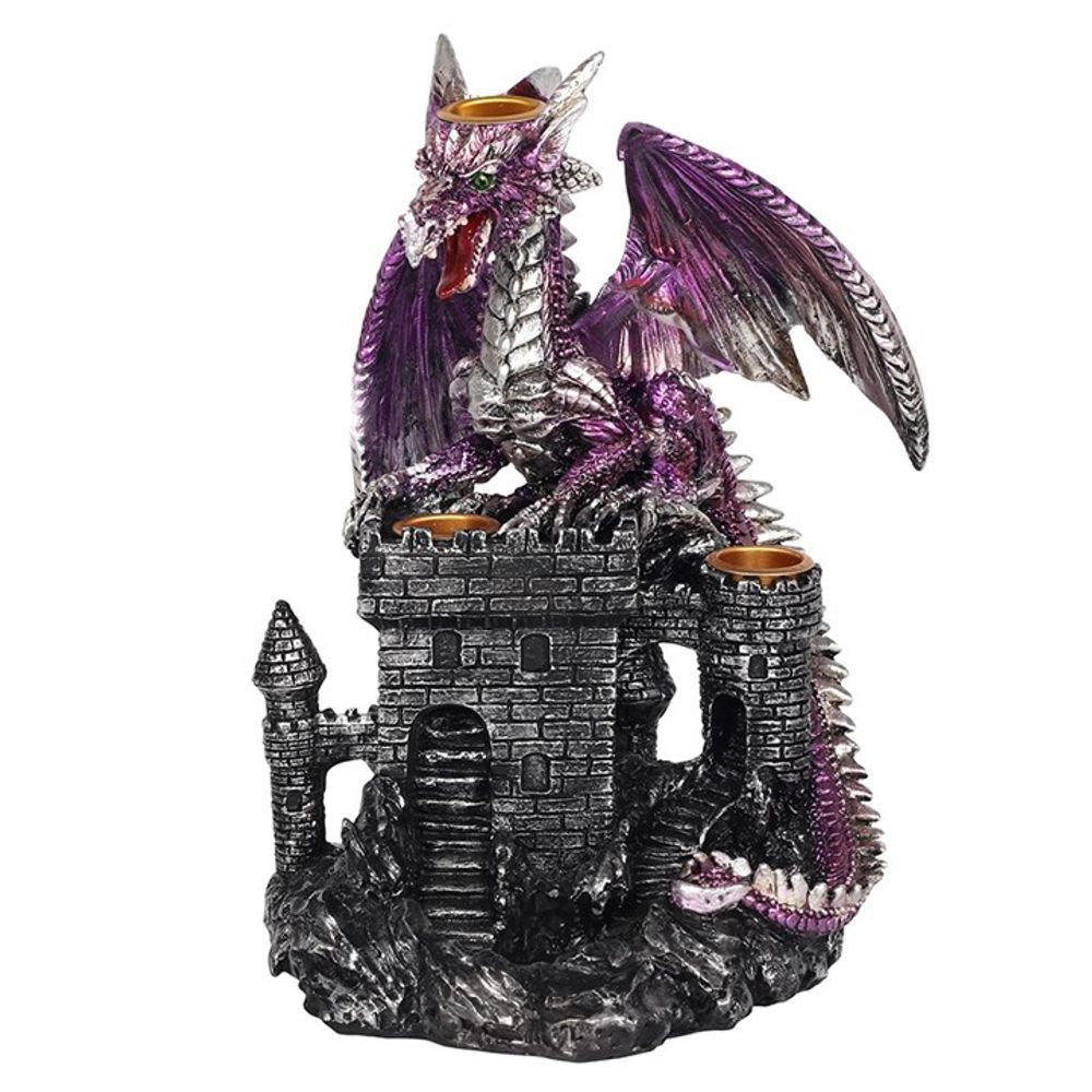 PURPLE DRAGON ON CASTLE BACKFLOW INCENSE BURNER