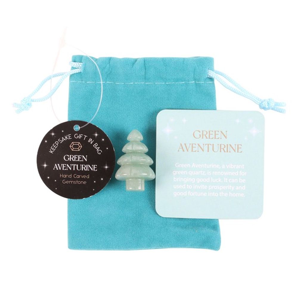 GREEN AVENTURINE CRYSTAL CHRISTMAS TREE IN A BAG