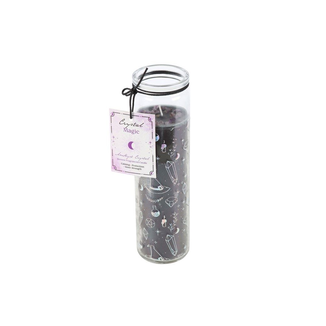 CRYSTAL WITCH JASMINE TUBE CANDLE WITH AMETHYST CHIPS