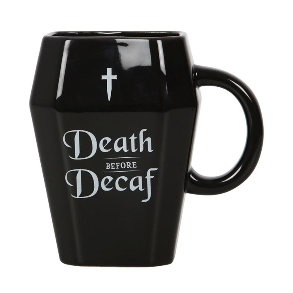 DEATH BEFORE DECAF COFFIN MUG