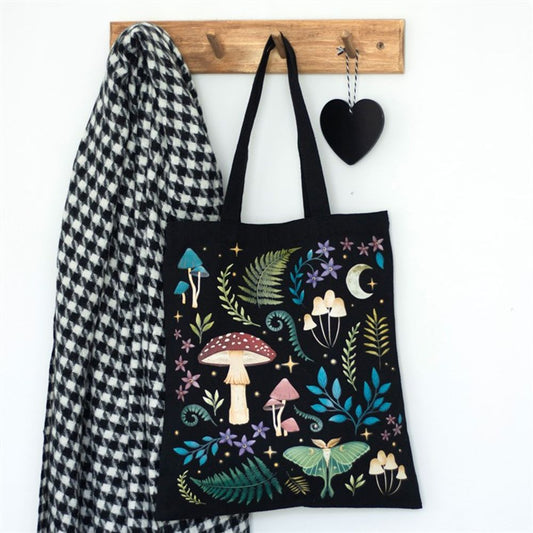 DARK FOREST PRINT POLYCOTTON TOTE BAG