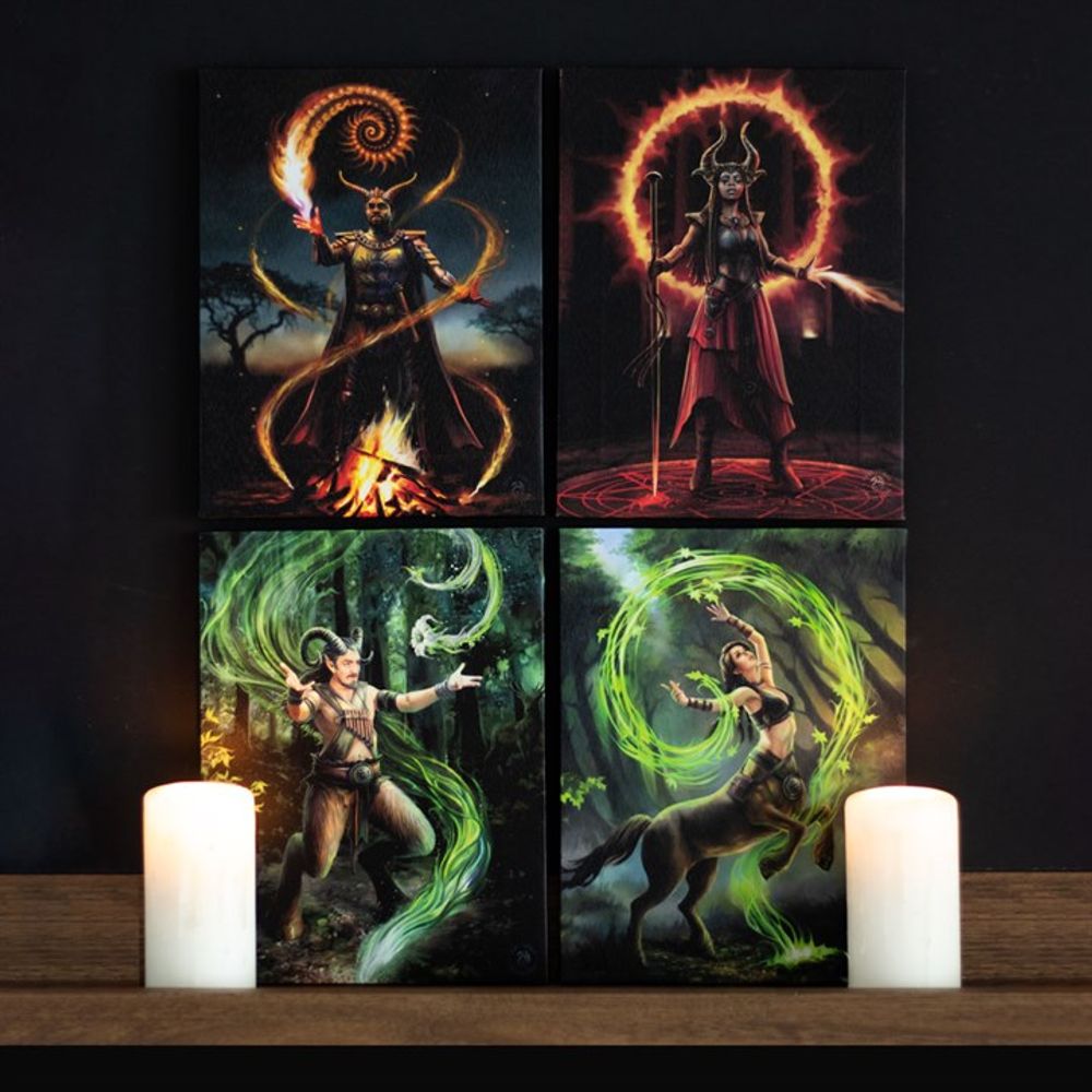 19x25cm FIRE ELEMENT WIZARD CANVAS PLAQUE BY ANNE STOKES