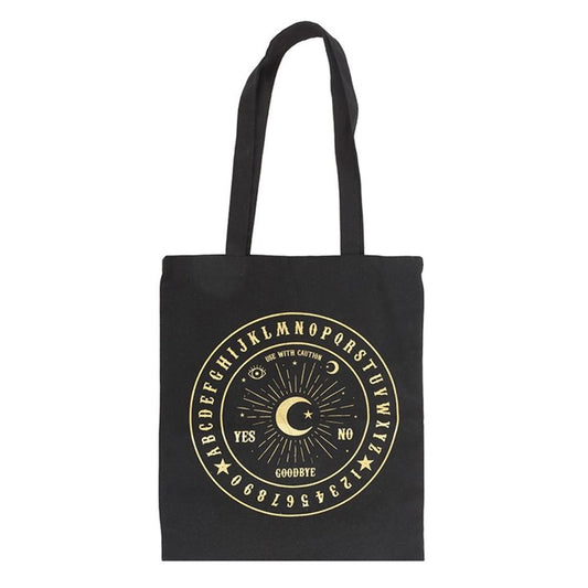 BLACK AND GOLD TALKING BOARD POLYCOTTON TOTE BAG