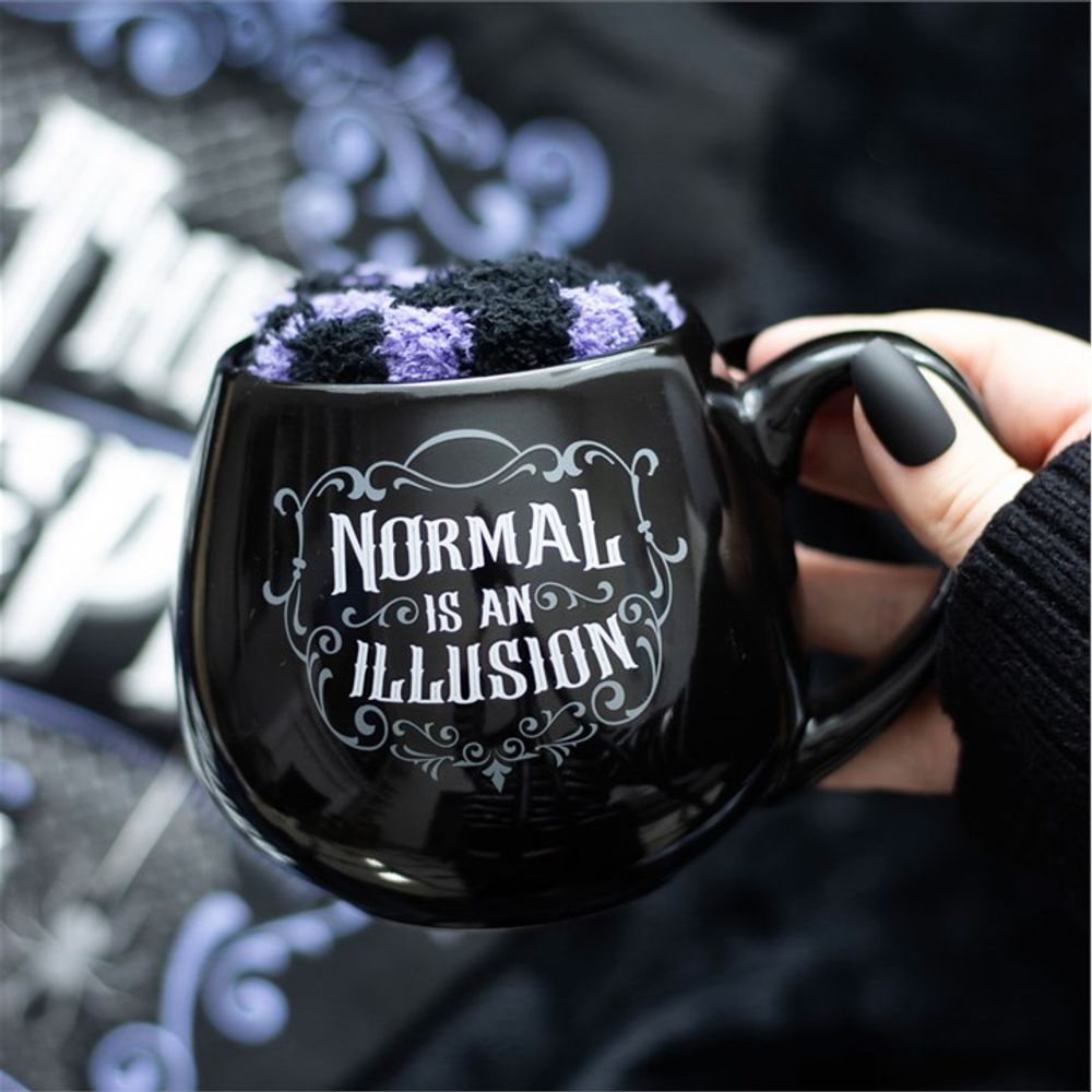 NORMAL IS AN ILLUSION GOTHIC MUG AND SOCKS SET