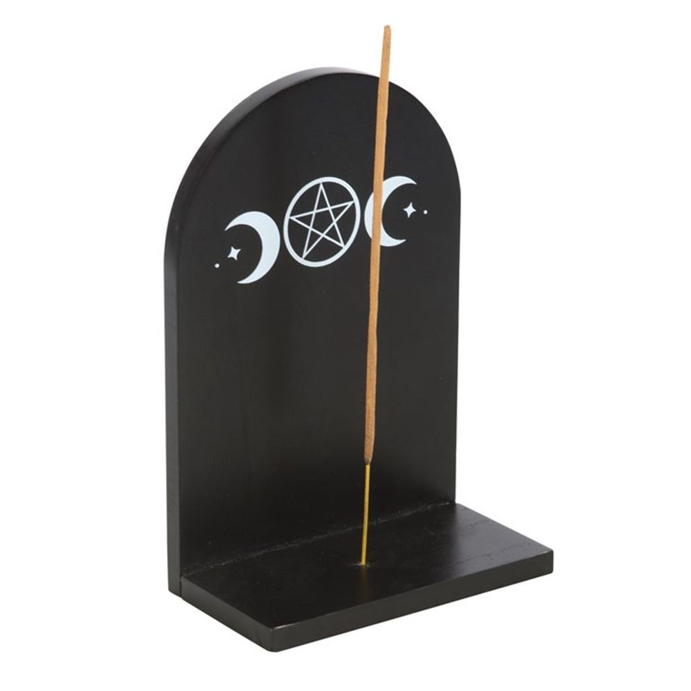 BLACK TRIPLE MOON INCENSE HOLDER SHELF