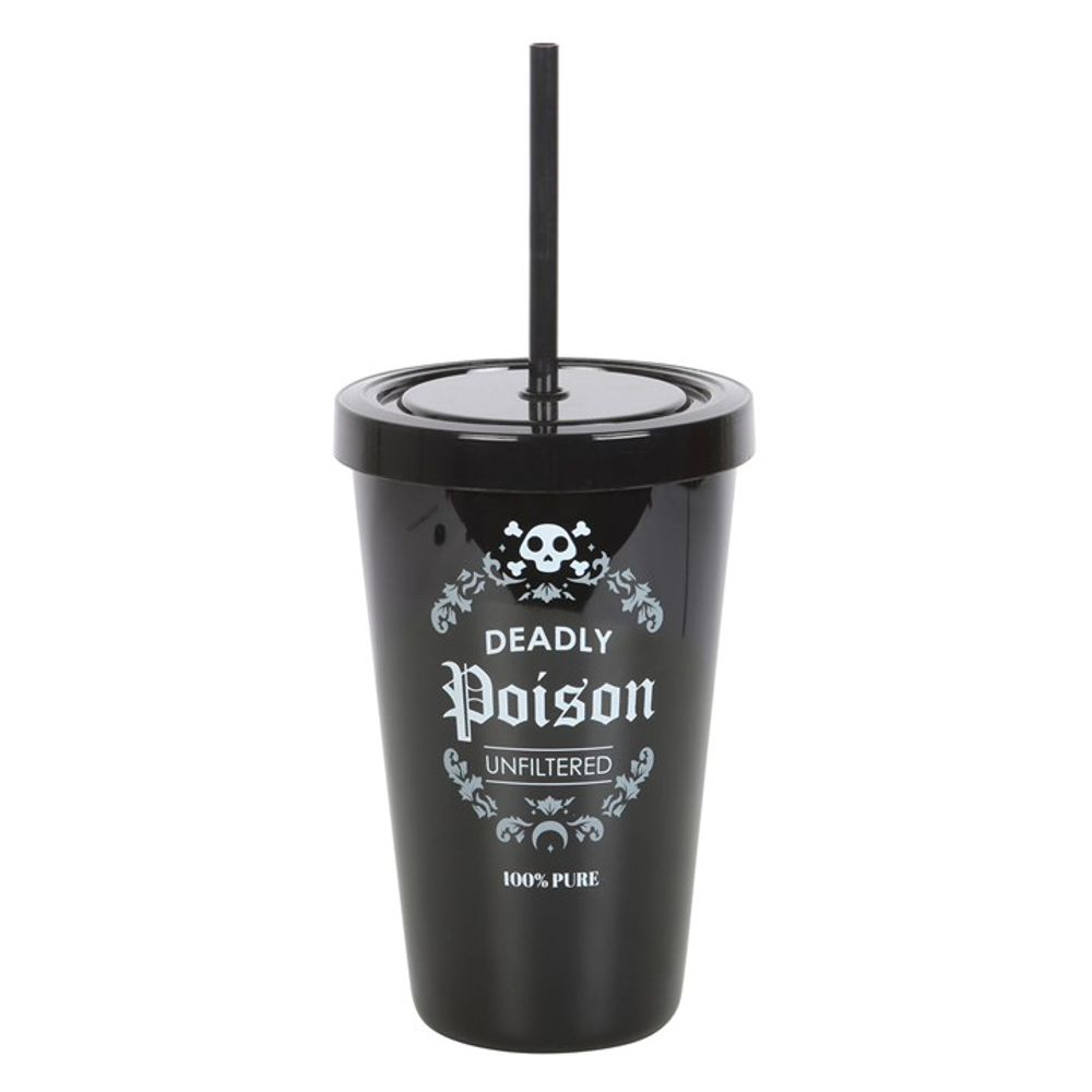 DEADLY POISON PLASTIC TUMBLER WITH STRAW