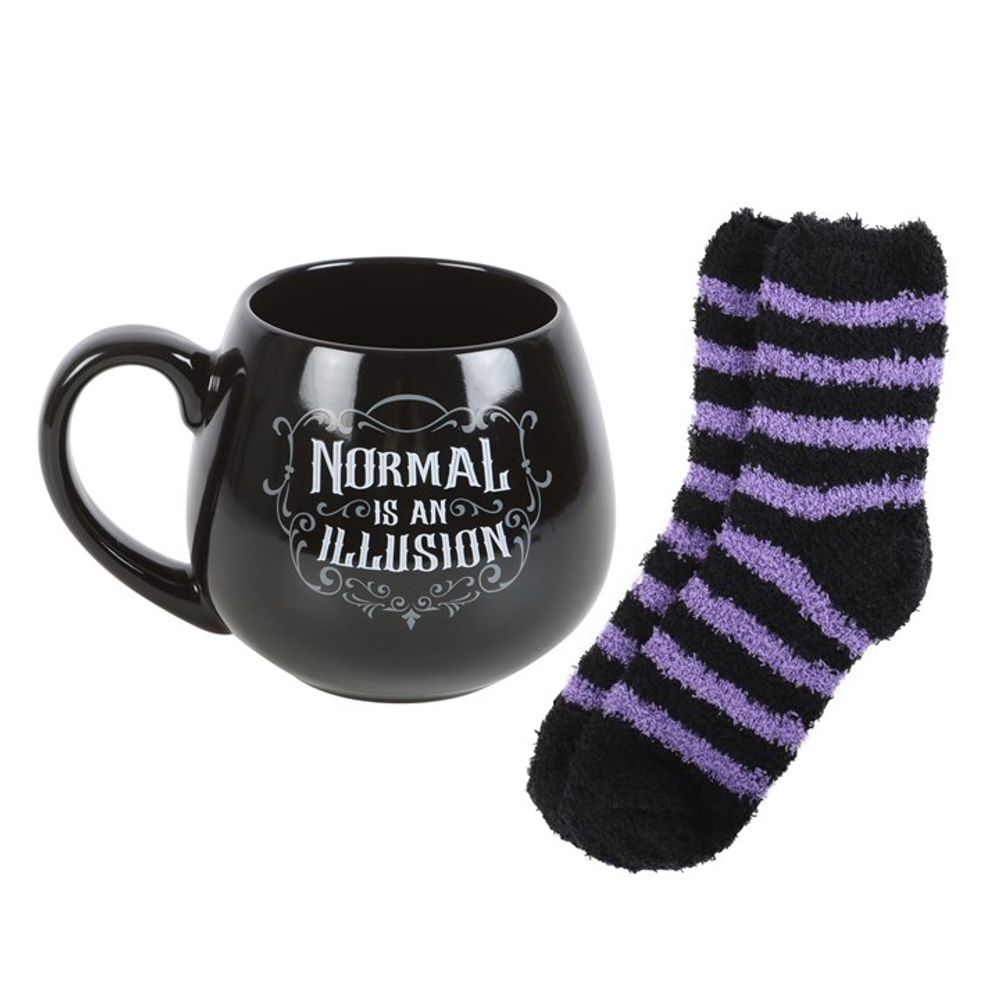 NORMAL IS AN ILLUSION GOTHIC MUG AND SOCKS SET