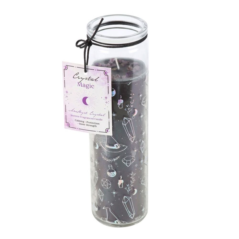 CRYSTAL WITCH JASMINE TUBE CANDLE WITH AMETHYST CHIPS