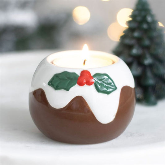 CHRISTMAS PUDDING TEALIGHT CANDLE HOLDER