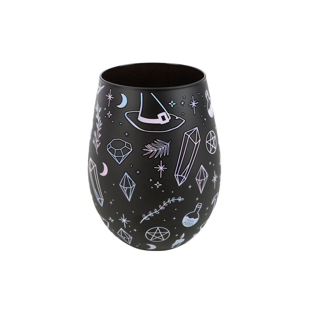 CRYSTAL WITCH PRINT STEMLESS GLASS