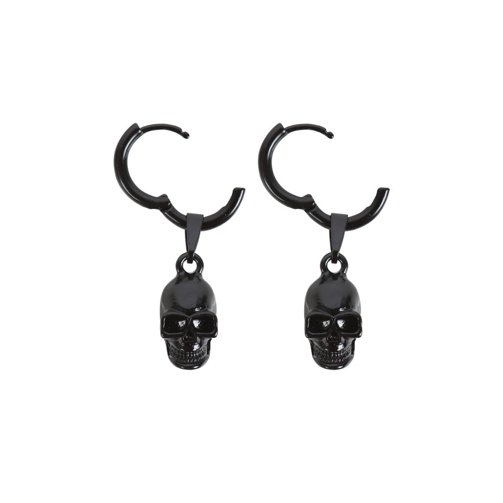 BLACK STAINLESS STEEL SKULL EARRINGS