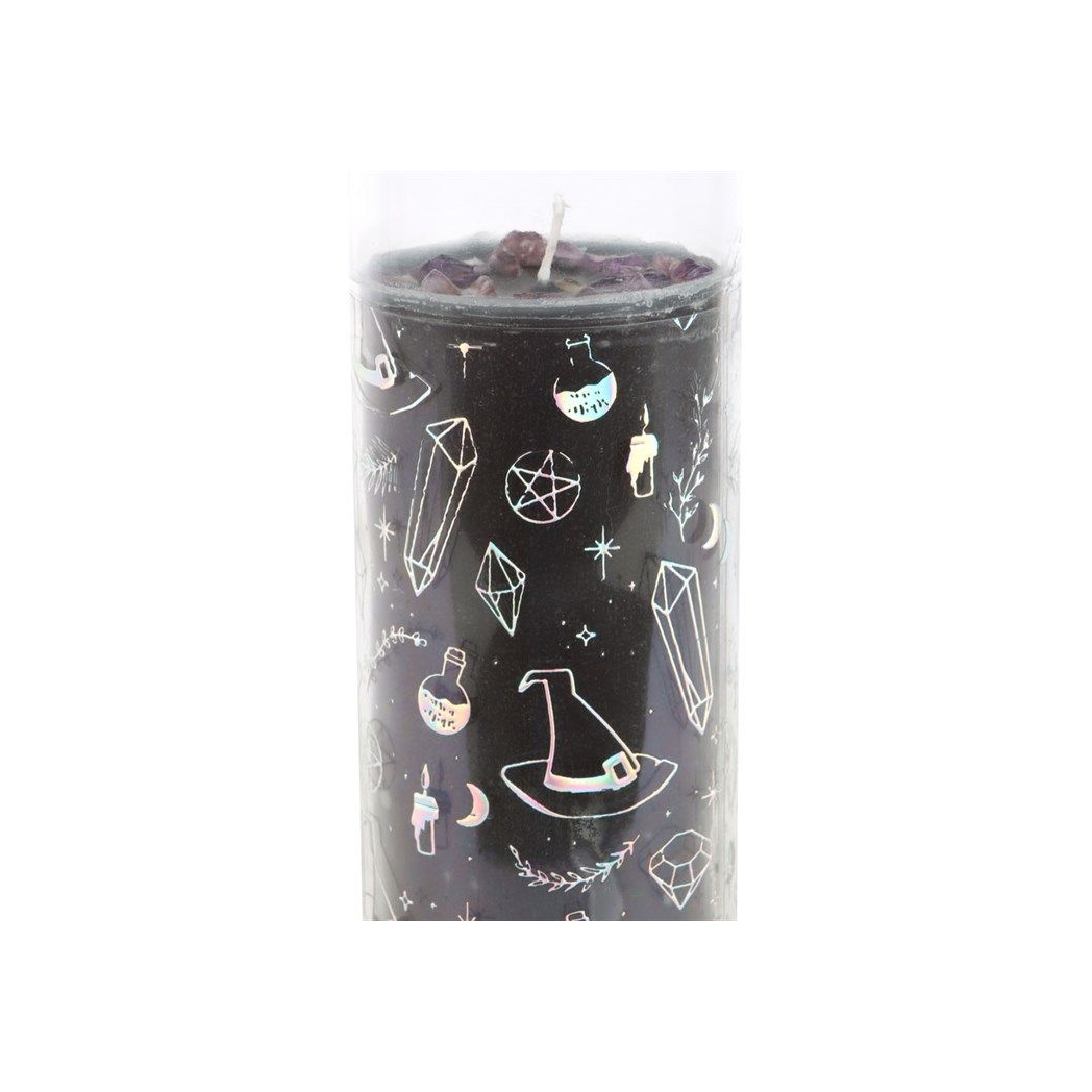 CRYSTAL WITCH JASMINE TUBE CANDLE WITH AMETHYST CHIPS