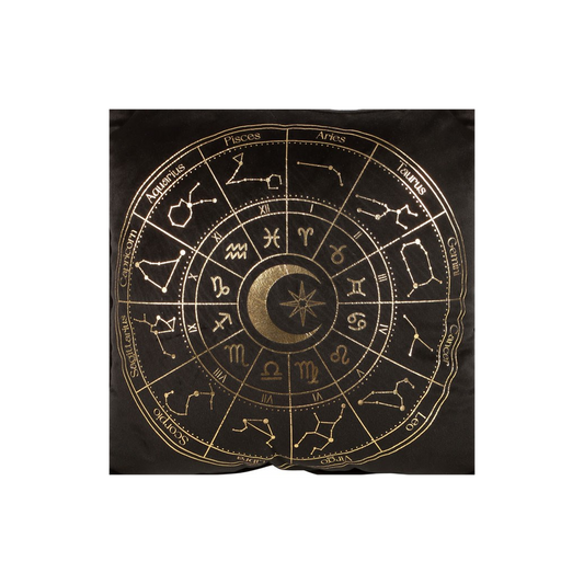 35cm SQUARE BLACK ASTROLOGY WHEEL CUSHION