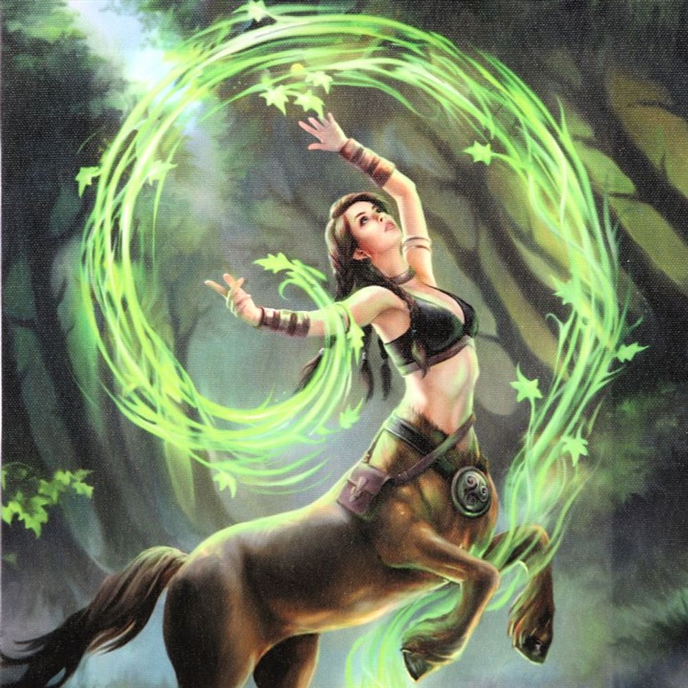 19x25cm EARTH ELEMENT SORCERESS CANVAS PLAQUE BY ANNE STOKES