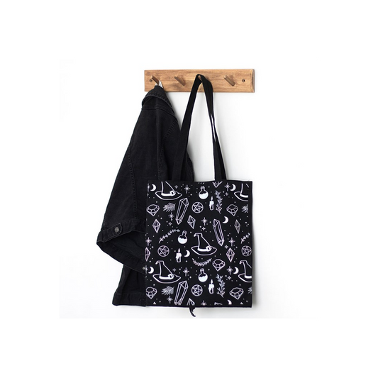 CRYSTAL WITCH PRINT POLYCOTTON TOTE BAG