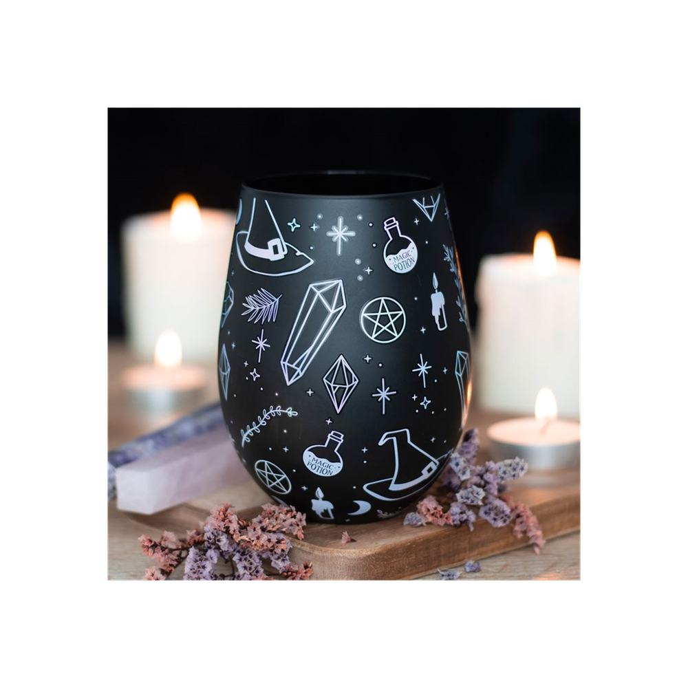 CRYSTAL WITCH PRINT STEMLESS GLASS