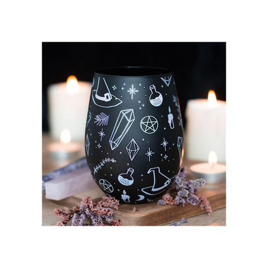 CRYSTAL WITCH PRINT STEMLESS GLASS