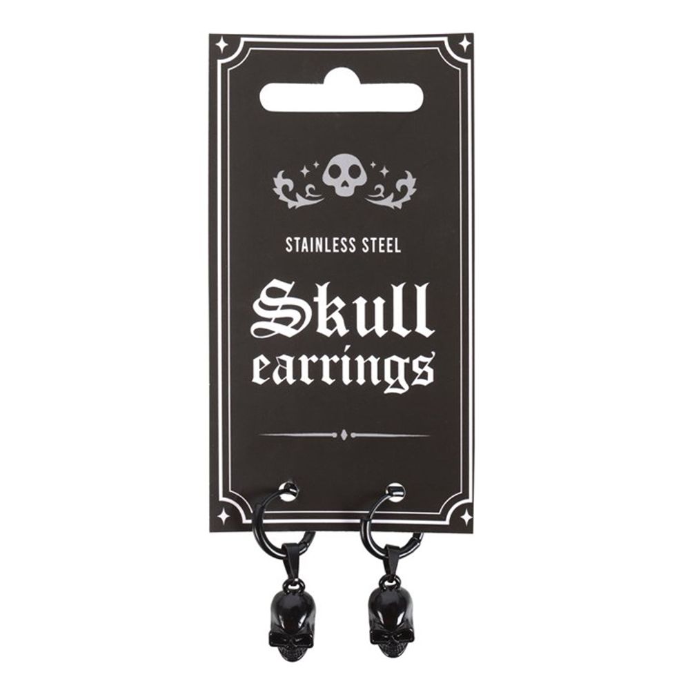 BLACK STAINLESS STEEL SKULL EARRINGS