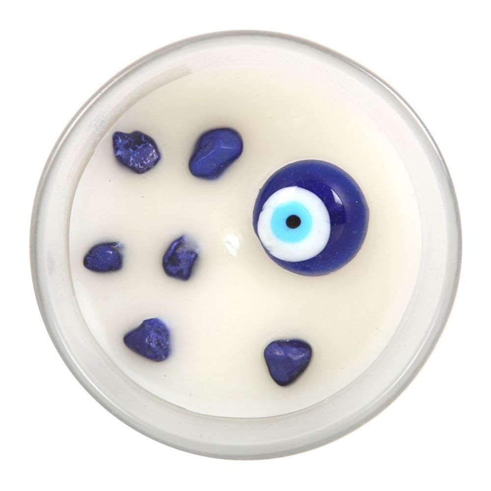 ALL SEEING EYE WHITE SAGE CRYSTAL CHIP PROTECTION CANDLE