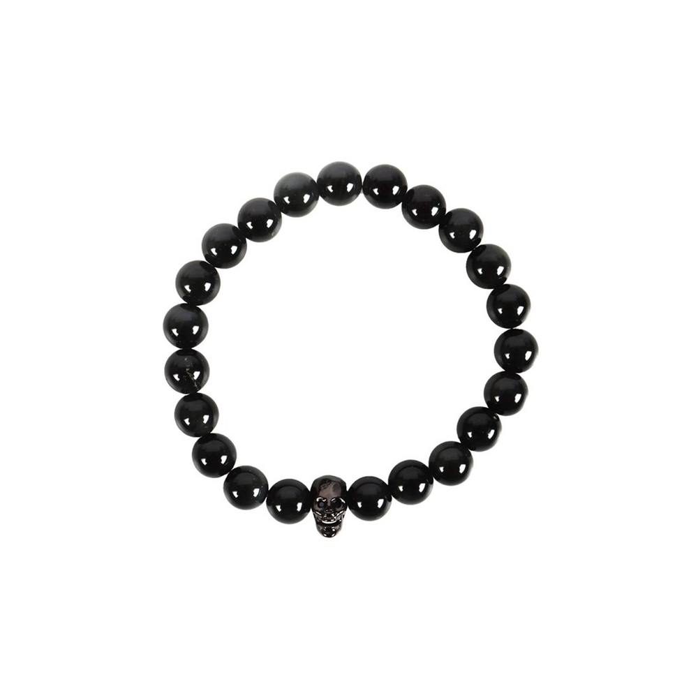 BLACK OBSIDIAN SKULL BRACELET