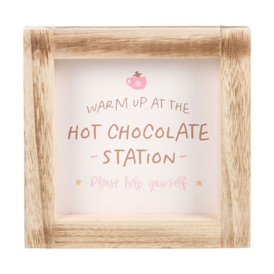 HOT CHOCOLATE STATION WOODEN FRAME SIGN