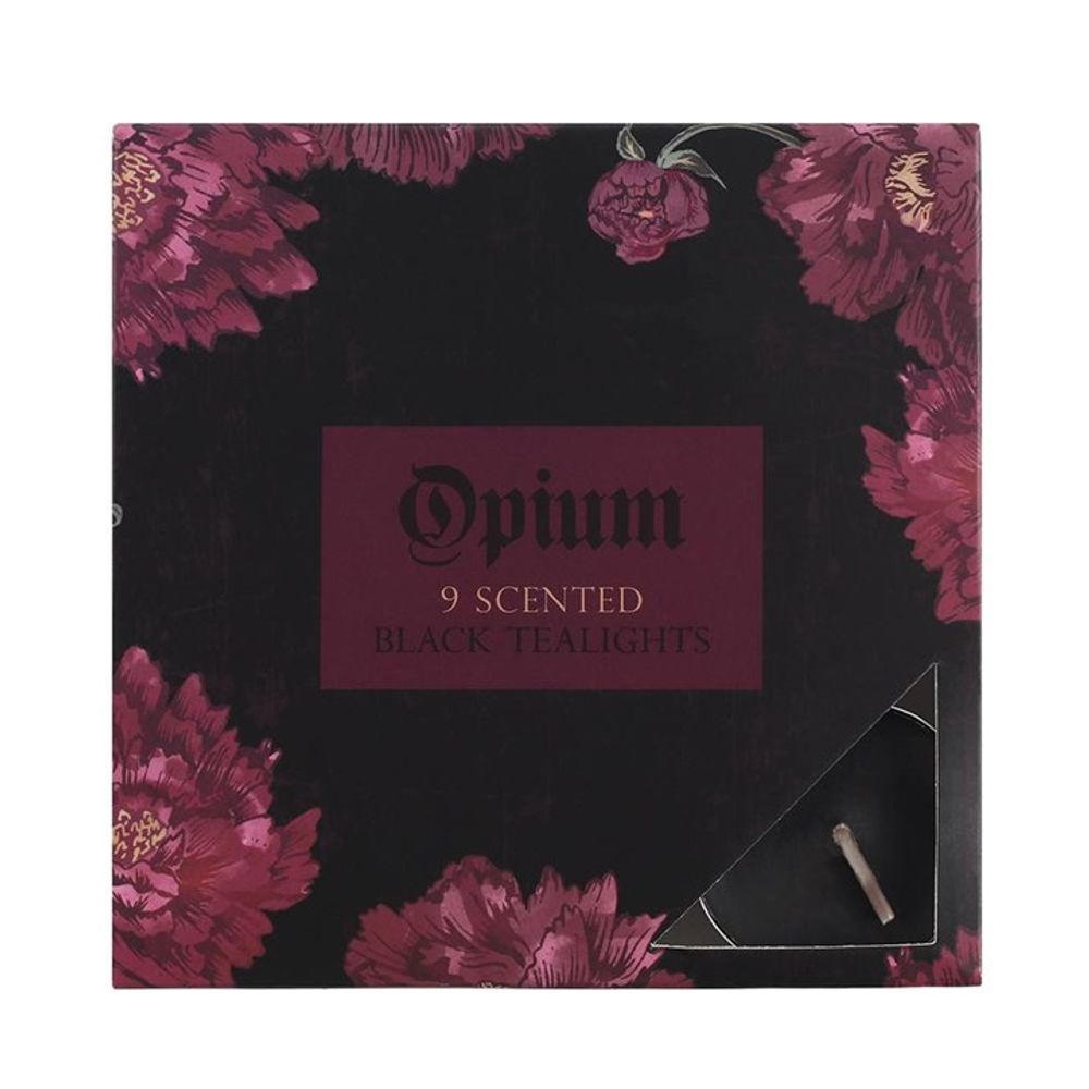 PACK OF 9 OPIUM SCENTED BLACK TEALIGHTS