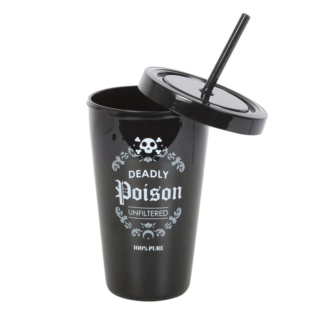 DEADLY POISON PLASTIC TUMBLER WITH STRAW