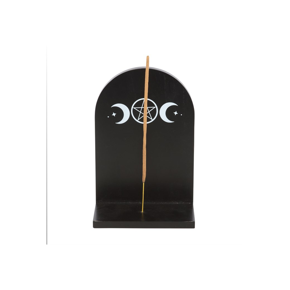 BLACK TRIPLE MOON INCENSE HOLDER SHELF