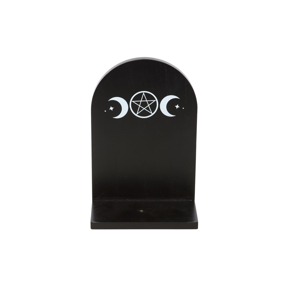 BLACK TRIPLE MOON INCENSE HOLDER SHELF