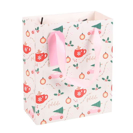 23cm MEDIUM SUGARPLUM FUN CHRISTMAS PRINT GIFT BAG