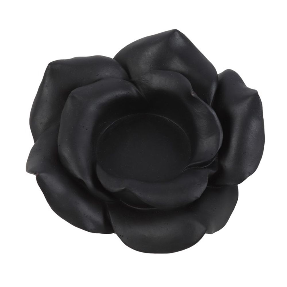 BLACK ROSE RESIN TEALIGHT CANDLE HOLDER