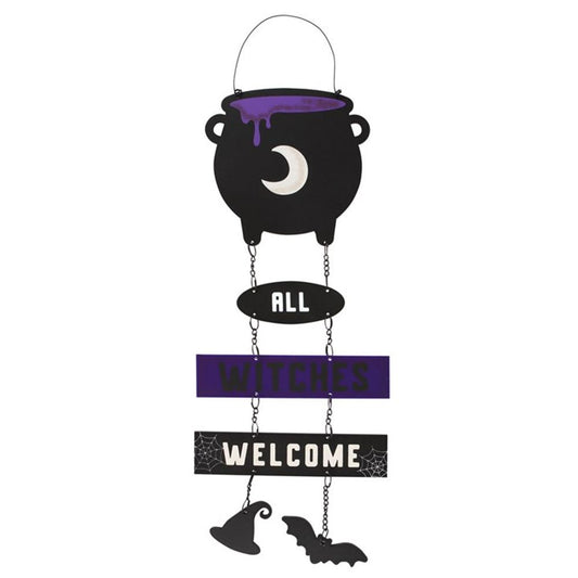 ALL WITCHES WELCOME HANGING SIGN