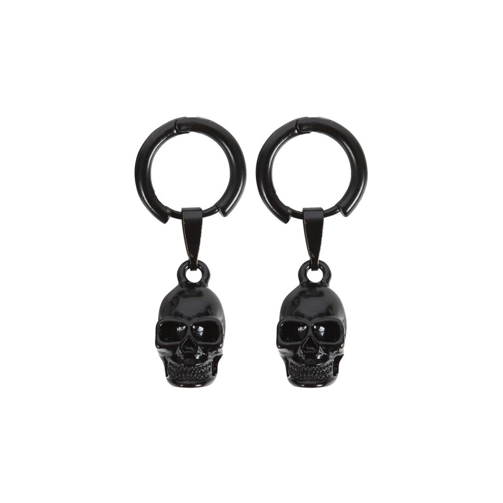 BLACK STAINLESS STEEL SKULL EARRINGS