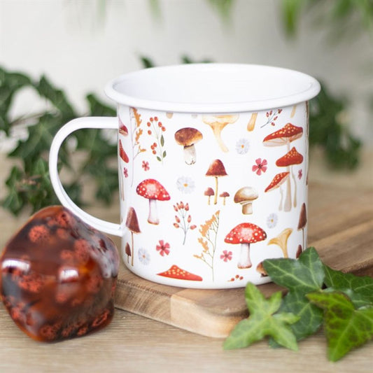 ALL OVER MUSHROOM PRINT ENAMEL MUG