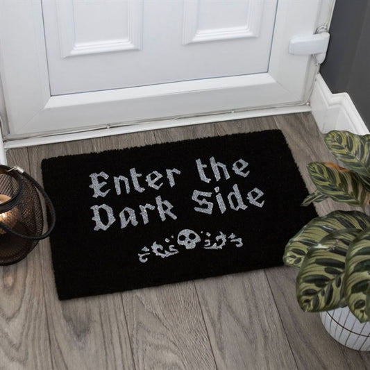 BLACK 'ENTER THE DARK SIDE' COIR DOORMAT